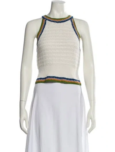 Pre-owned Veronica Beard Striped Crew Neck Crop Top In Neutral