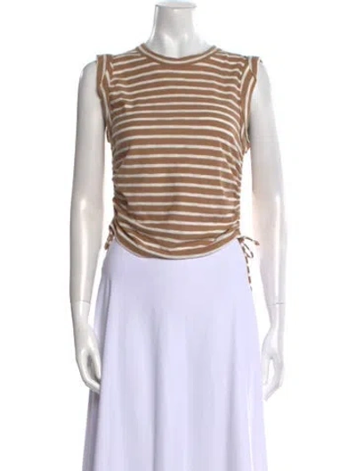 Pre-owned Veronica Beard Striped Crew Neck Crop Top In Orange