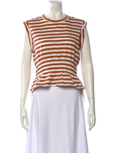 Pre-owned Veronica Beard Striped Crew Neck Crop Top In Orange