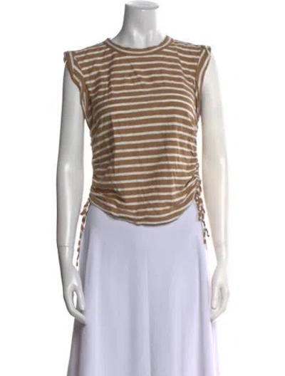 Pre-owned Veronica Beard Striped Crew Neck Crop Top In White