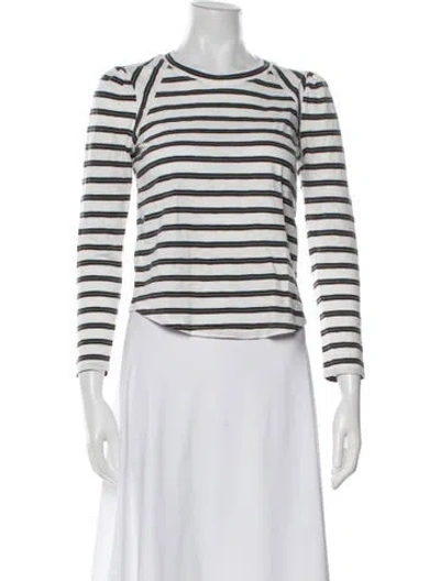 Pre-owned Veronica Beard Striped Crew Neck Crop Top In White