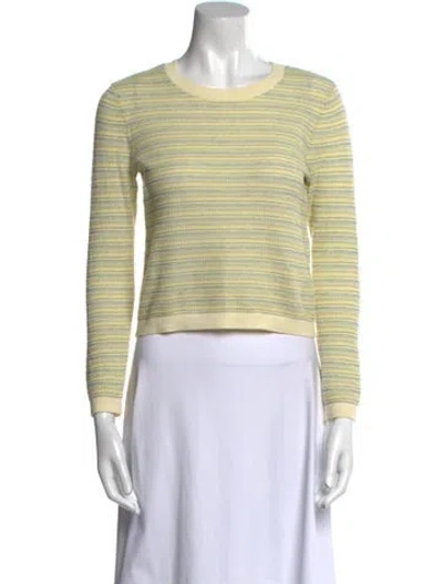 Pre-owned Veronica Beard Striped Crew Neck Crop Top In Yellow