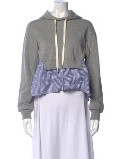 Pre-owned Veronica Beard Striped Crew Neck Hoodie In Grey