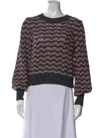 Pre-owned Veronica Beard Striped Crew Neck Sweater