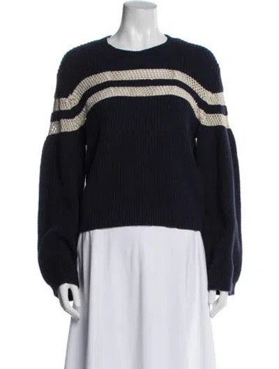 Pre-owned Veronica Beard Striped Crew Neck Sweater In Blue