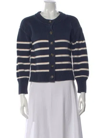 Pre-owned Veronica Beard Striped Crew Neck Sweater In Blue