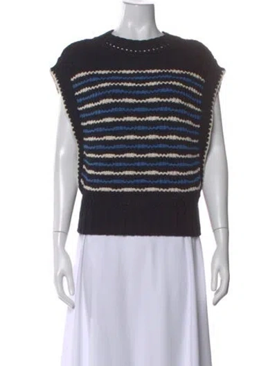Pre-owned Veronica Beard Striped Crew Neck Sweater In Blue