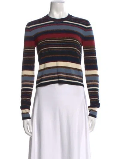 Pre-owned Veronica Beard Striped Crew Neck Sweater In Blue