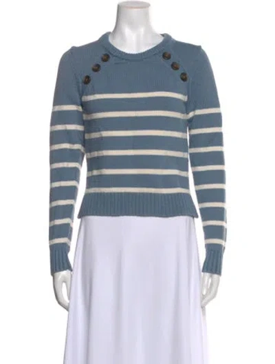 Pre-owned Veronica Beard Striped Crew Neck Sweater In Blue