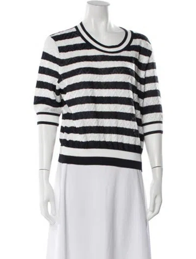 Pre-owned Veronica Beard Striped Crew Neck Sweater In Blue/white