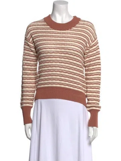 Pre-owned Veronica Beard Striped Crew Neck Sweater In Brown