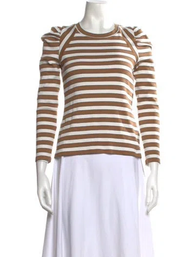 Pre-owned Veronica Beard Striped Crew Neck Sweater In Brown