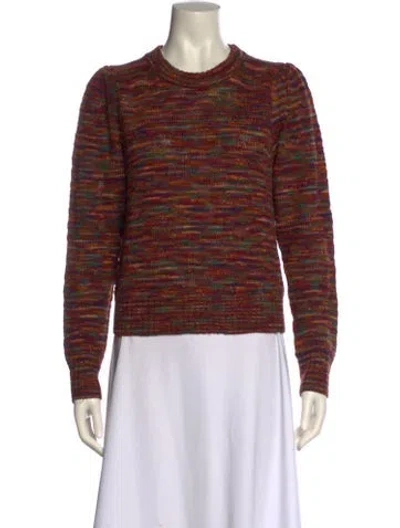 Pre-owned Veronica Beard Striped Crew Neck Sweater In Burgundy