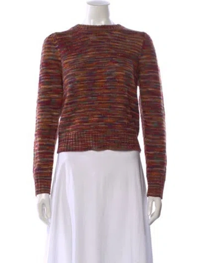 Pre-owned Veronica Beard Striped Crew Neck Sweater In Burgundy