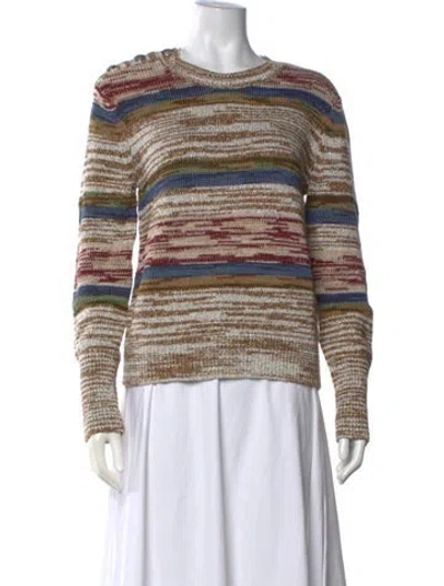 Pre-owned Veronica Beard Striped Crew Neck Sweater In Burgundy/metallic/neutrals