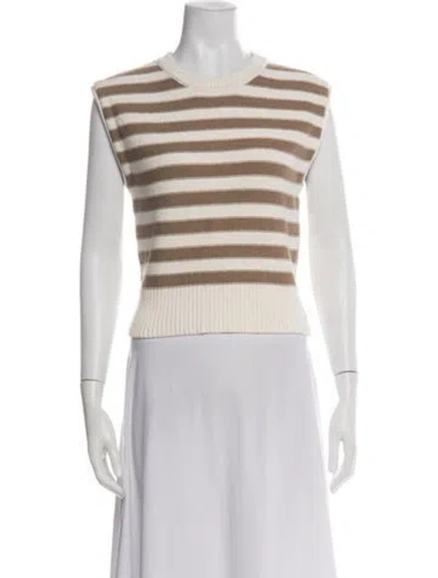 Pre-owned Veronica Beard Striped Crew Neck Sweater In Green