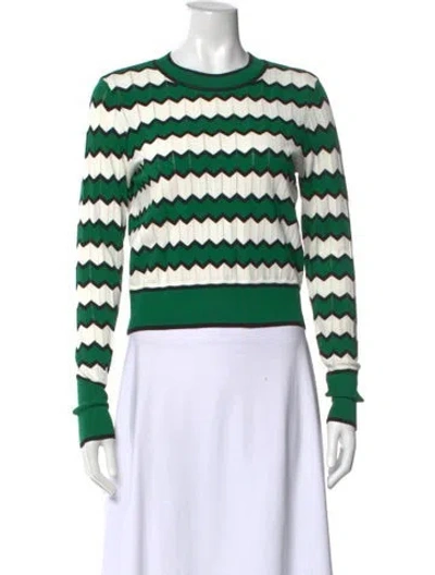 Pre-owned Veronica Beard Striped Crew Neck Sweater In Green