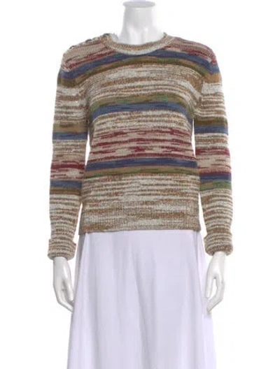 Pre-owned Veronica Beard Striped Crew Neck Sweater In Metallic/neutrals