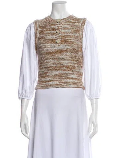 Pre-owned Veronica Beard Striped Crew Neck Sweater In Neutral