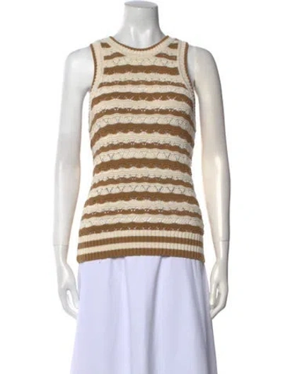 Pre-owned Veronica Beard Striped Crew Neck Sweater In Neutral