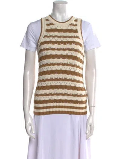 Pre-owned Veronica Beard Striped Crew Neck Sweater In Neutral