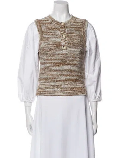 Pre-owned Veronica Beard Striped Crew Neck Sweater In Neutral