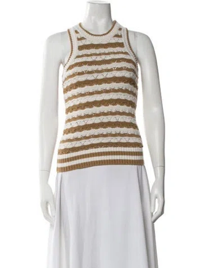 Pre-owned Veronica Beard Striped Crew Neck Sweater In Neutral