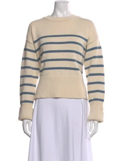 Pre-owned Veronica Beard Striped Crew Neck Sweater In Neutral
