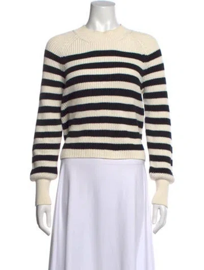 Pre-owned Veronica Beard Striped Crew Neck Sweater In Neutral