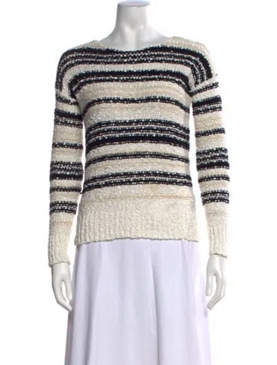 Pre-owned Veronica Beard Striped Crew Neck Sweater In Neutral