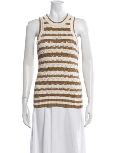 Pre-owned Veronica Beard Striped Crew Neck Sweater In Neutral