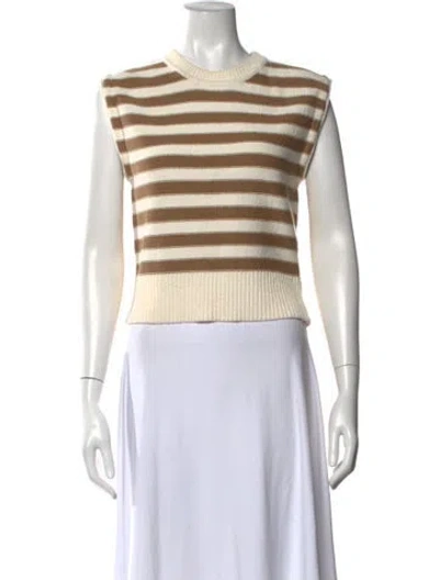 Pre-owned Veronica Beard Striped Crew Neck Sweater In Neutrals