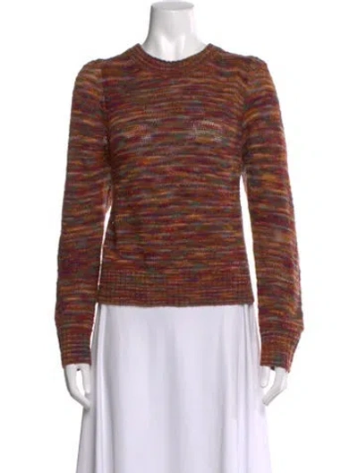 Pre-owned Veronica Beard Striped Crew Neck Sweater In Orange