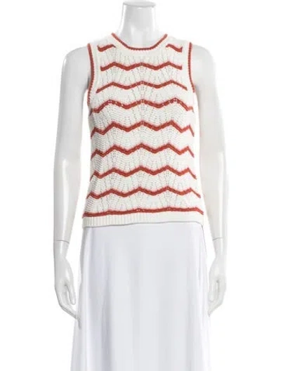 Pre-owned Veronica Beard Striped Crew Neck Sweater In Orange