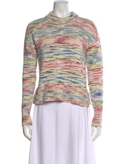 Pre-owned Veronica Beard Striped Crew Neck Sweater In Purple