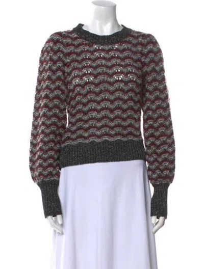 Pre-owned Veronica Beard Striped Crew Neck Sweater In Red