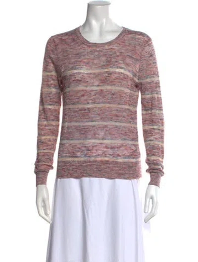 Pre-owned Veronica Beard Striped Crew Neck Sweater In Red