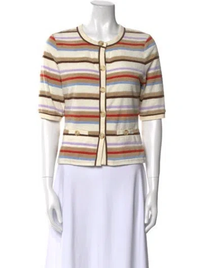 Pre-owned Veronica Beard Striped Crew Neck Sweater W/ Tags In Neutral