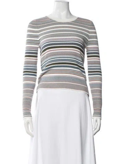 Pre-owned Veronica Beard Striped Crew Neck Sweater W/ Tags In White