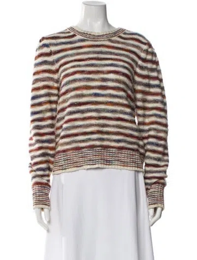 Pre-owned Veronica Beard Striped Crew Neck Sweater In White