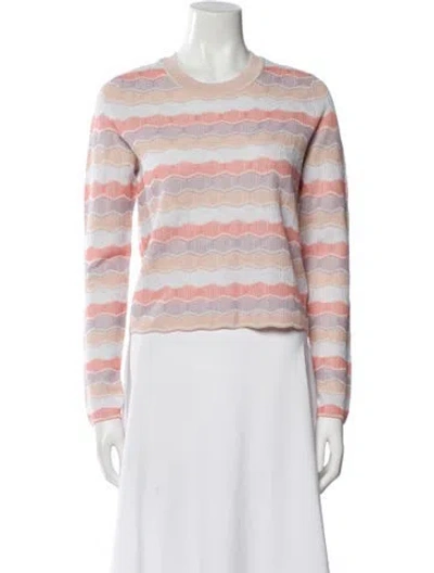 Pre-owned Veronica Beard Striped Crew Neck Sweater In White