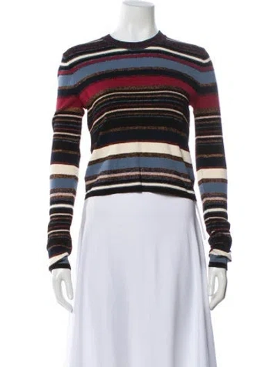 Pre-owned Veronica Beard Striped Crew Neck Sweater In White