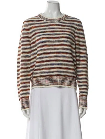 Pre-owned Veronica Beard Striped Crew Neck Sweater In White