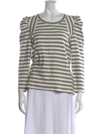 Pre-owned Veronica Beard Striped Crew Neck Sweater In White