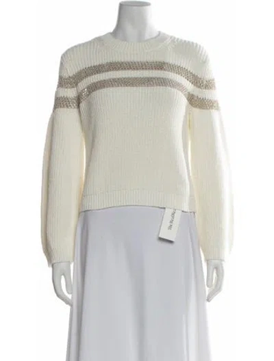 Pre-owned Veronica Beard Striped Crew Neck Sweater In White