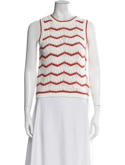 Pre-owned Veronica Beard Striped Crew Neck Sweater In White