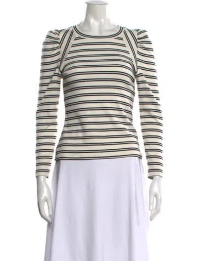 Pre-owned Veronica Beard Striped Crew Neck Sweater In White