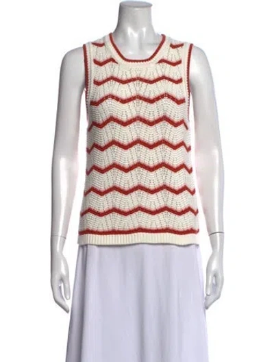 Pre-owned Veronica Beard Striped Crew Neck Sweater In White