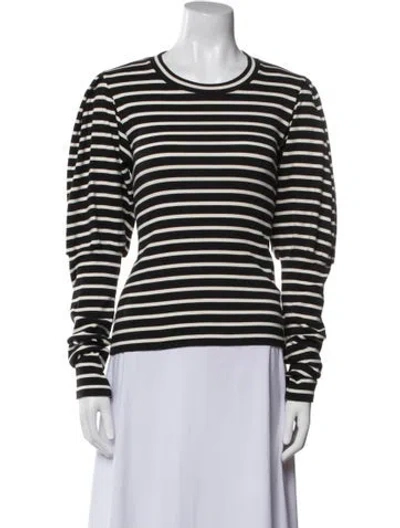Pre-owned Veronica Beard Striped Crew Neck Sweatshirt In Black