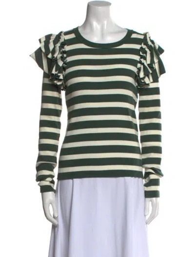 Pre-owned Veronica Beard Striped Crew Neck Sweatshirt In Green